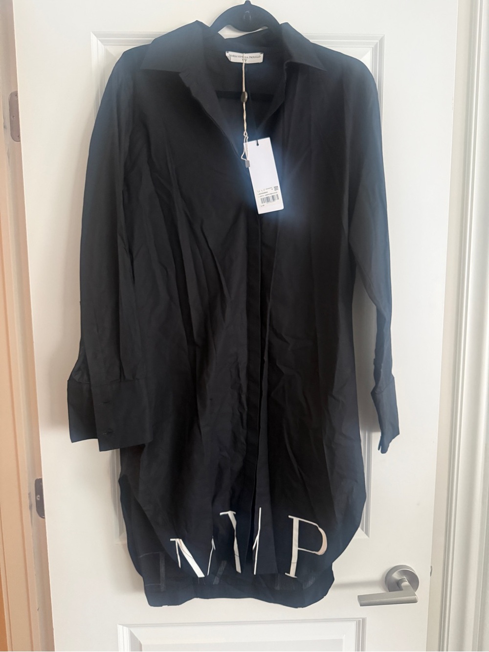 Black Long-Sleeve Shirt Dress black long-sleeve shirt dress from MVP Wardrobe M